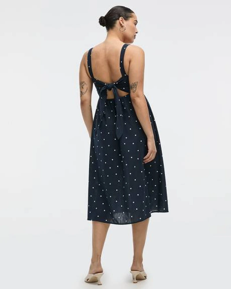 Sleeveless Square-Neck Midi Dress