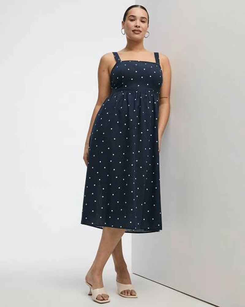 Sleeveless Square-Neck Midi Dress