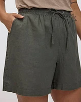 Linen Blend Shorts with Drawstring