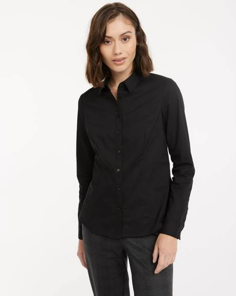 Chemise ajustée en popeline à manches longues