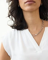 Cap Sleeve Split Neck Blouse