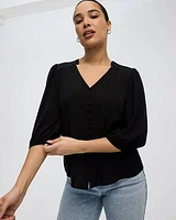 V-Neck Blouse with Pintucks