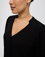 V-Neck Blouse with Pintucks