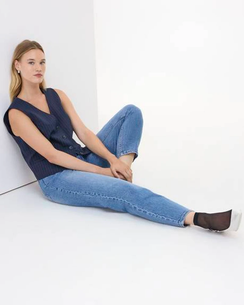 Tapered-Leg High-Rise Jean