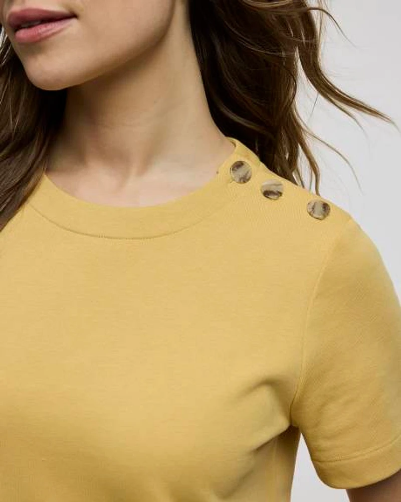 Short-Sleeve Crew-Neck Shift Dress
