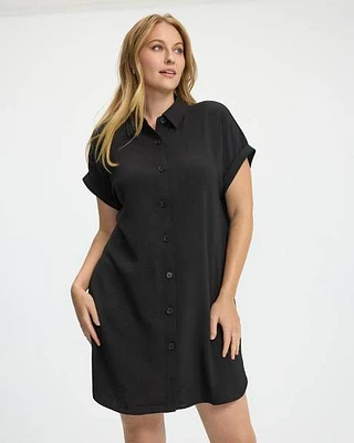 Robe à boutonner manches courtes et col chemisier