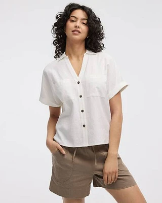 Short-Sleeve Linen-Blend Shirt