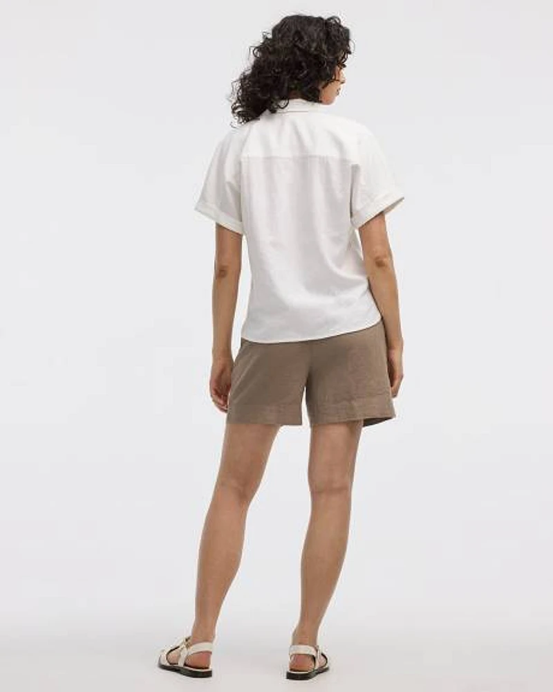 Short-Sleeve Linen-Blend Shirt