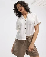 Short-Sleeve Linen-Blend Shirt