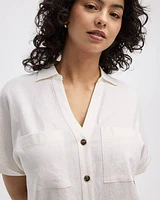 Short-Sleeve Linen-Blend Shirt