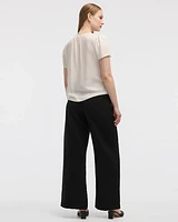 V-Neck Buttoned-Down Blouse with Short Flutter Sleeves