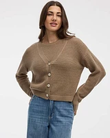 Long-Sleeve V-Neck Loose Cardigan
