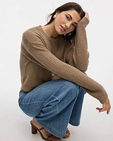 Long-Sleeve V-Neck Loose Cardigan