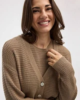 Long-Sleeve V-Neck Loose Cardigan
