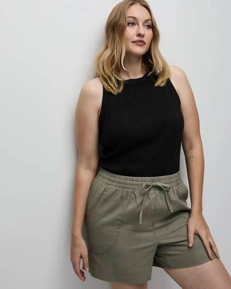 Linen-Blend Shorts with Drawstring
