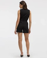 Sleeveless Romper with V Neckline