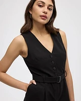 Sleeveless Romper with V Neckline