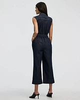 Straight-Leg Sleeveless Denim Jumpsuit