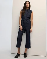 Straight-Leg Sleeveless Denim Jumpsuit