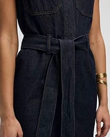 Straight-Leg Sleeveless Denim Jumpsuit