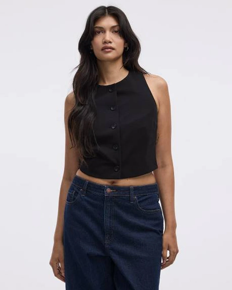 Sleeveless Crew-Neck Vest
