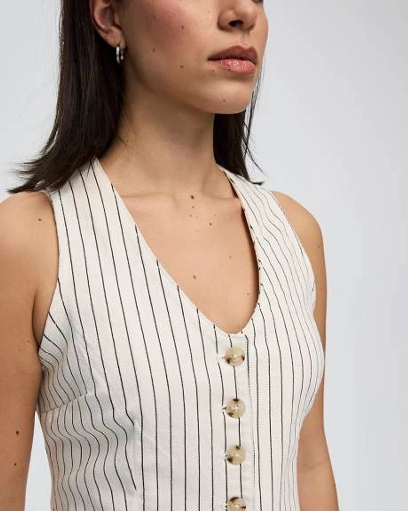 Veste sans manches rayé en denim