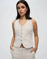 Veste sans manches rayé en denim