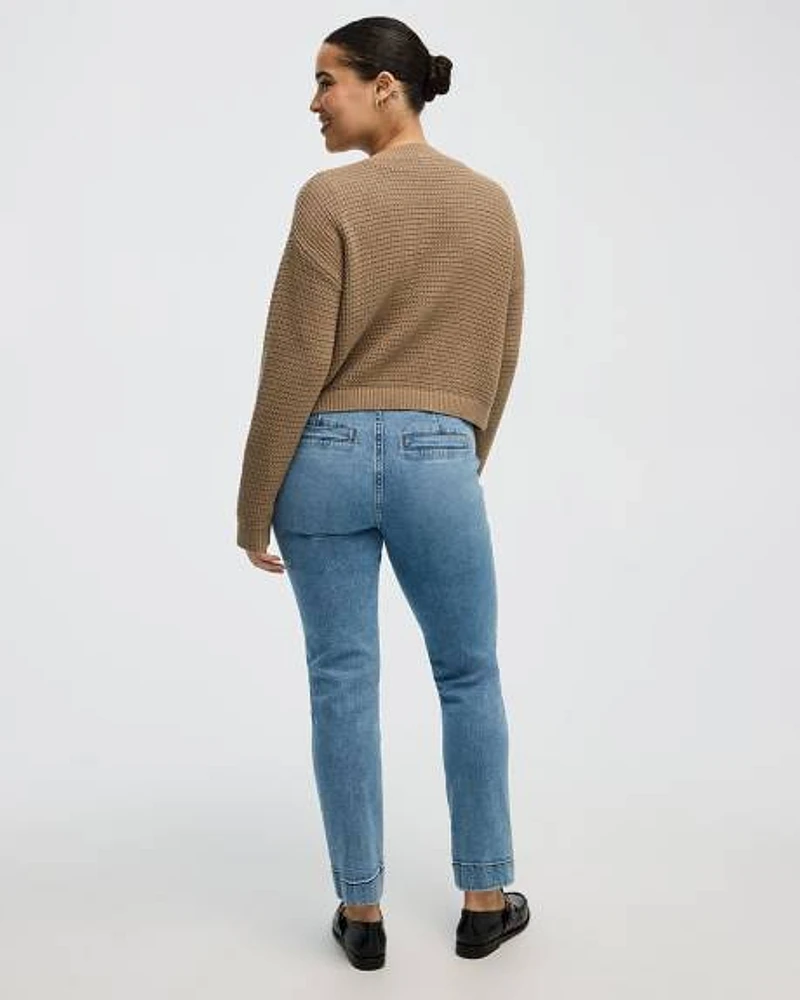 Slim-Leg High-Rise Belted Jean