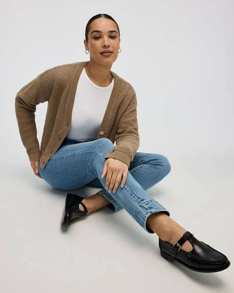 Slim-Leg High-Rise Belted Jean
