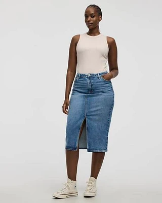 Jupe fourreau midi en denim