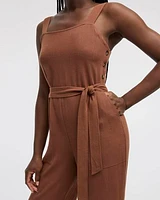 Straight-Leg Sleeveless Jumpsuit with Square Neckline