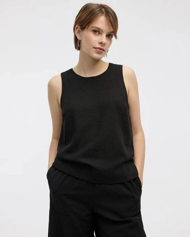 Sleeveless Crew-Neck Blouse