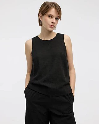 Sleeveless Crew-Neck Blouse