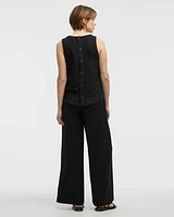 Sleeveless Crew-Neck Blouse