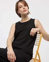 Sleeveless Crew-Neck Blouse