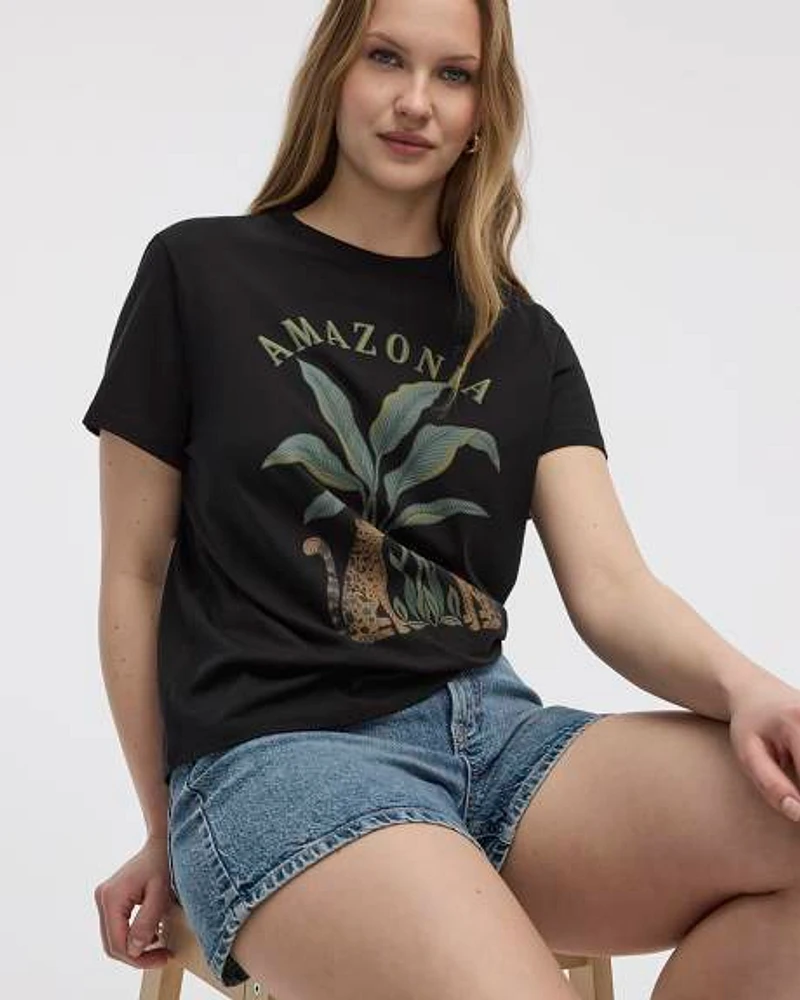 T-shirt imprimé graphique à col rond