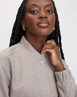 Faux-Wool Buttoned-Down Bomber Jacket