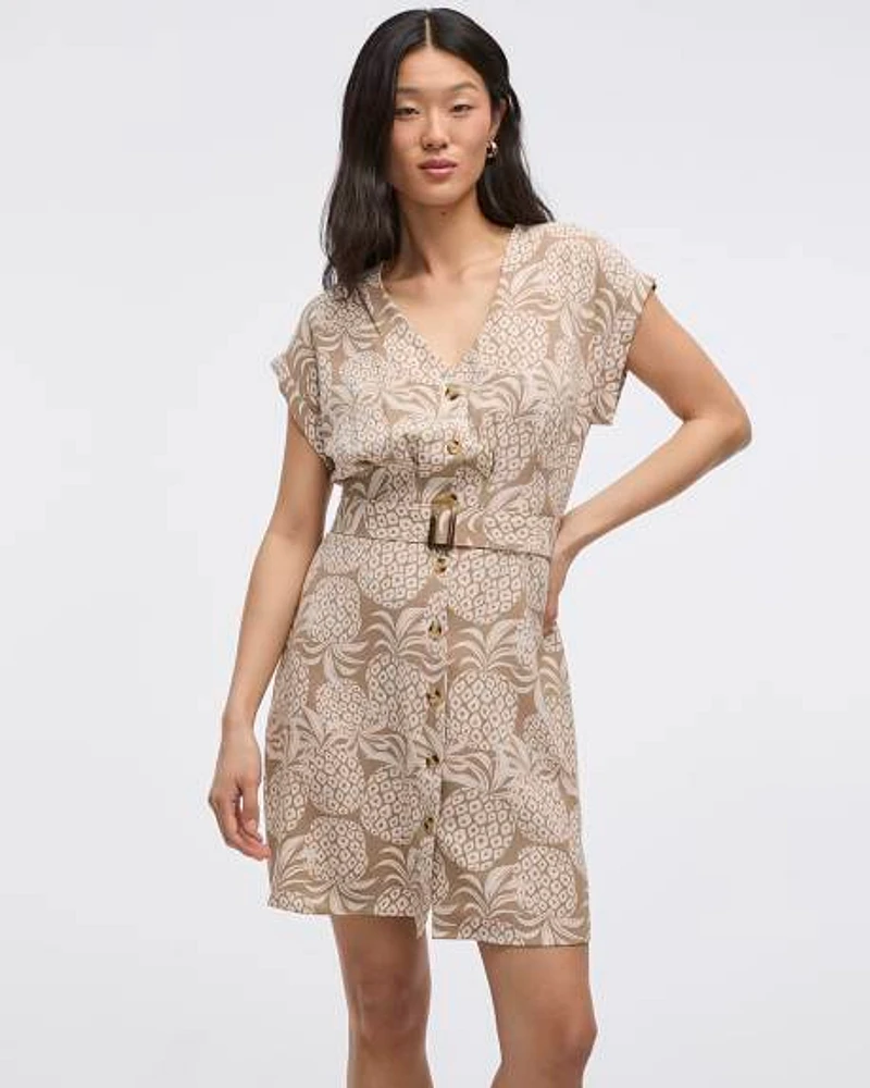 Robe boutonnée à manches courtes col V