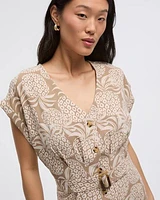 Robe boutonnée à manches courtes col V