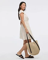 Short-Sleeve V-Neck Eyelet Dress