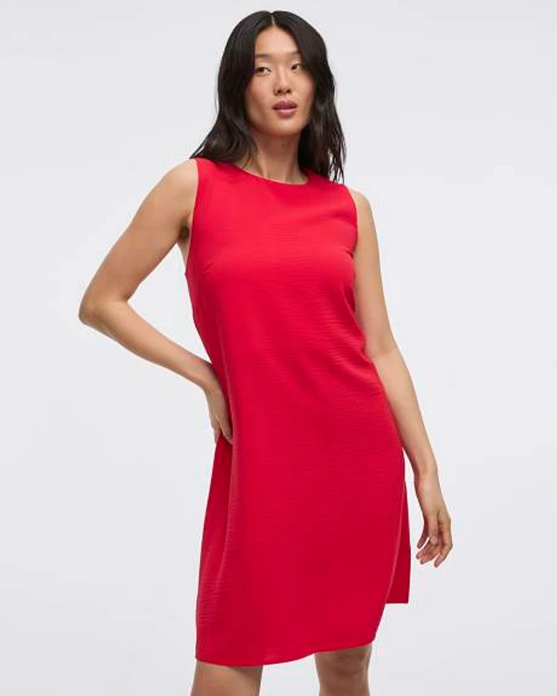 Robe droite sans manches à col rond