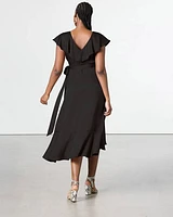 Short-Sleeve Wrap Maxi Dress with V Neckline