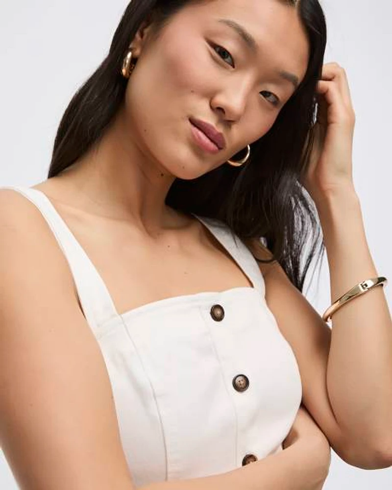 Sleeveless Buttoned-Down Denim Dress