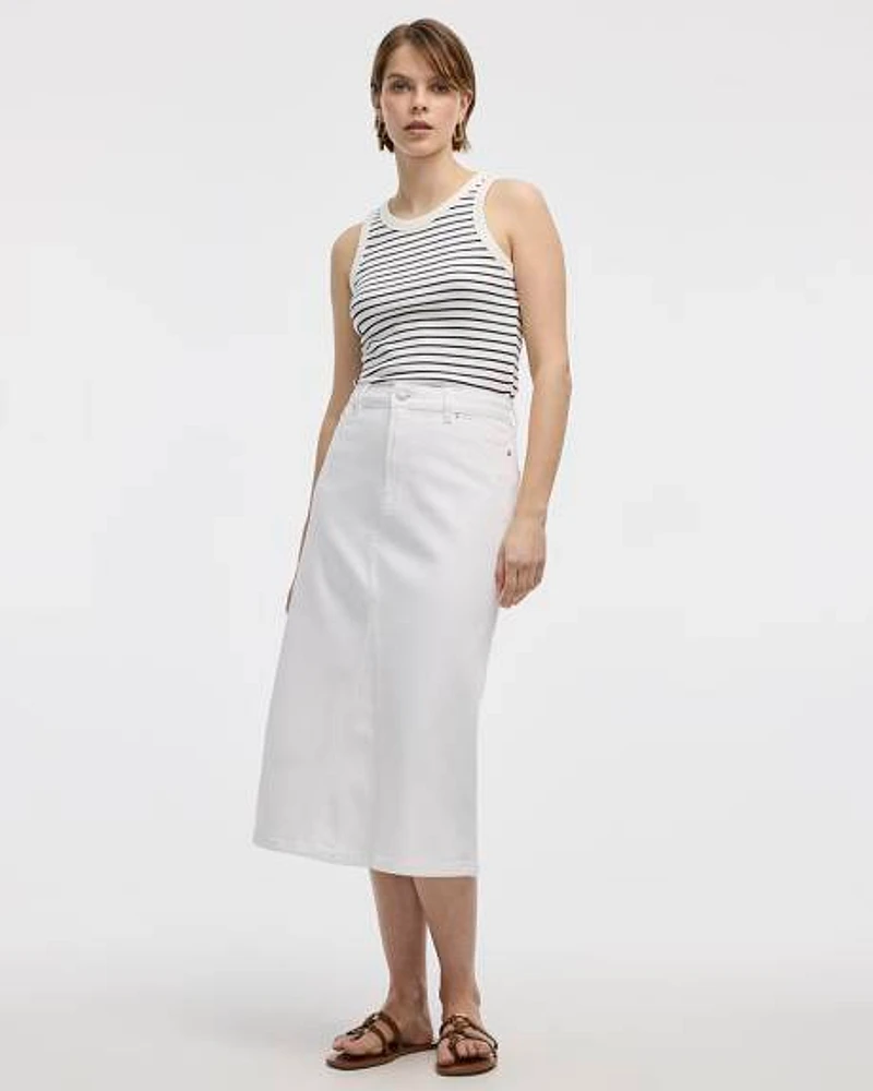 Jupe midi en denim blanc