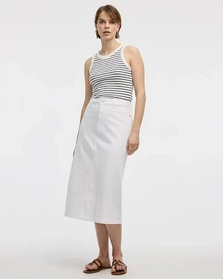 White Midi Denim Skirt