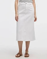 Jupe midi en denim blanc
