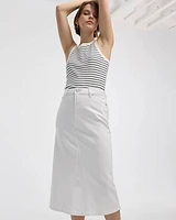 Jupe midi en denim blanc