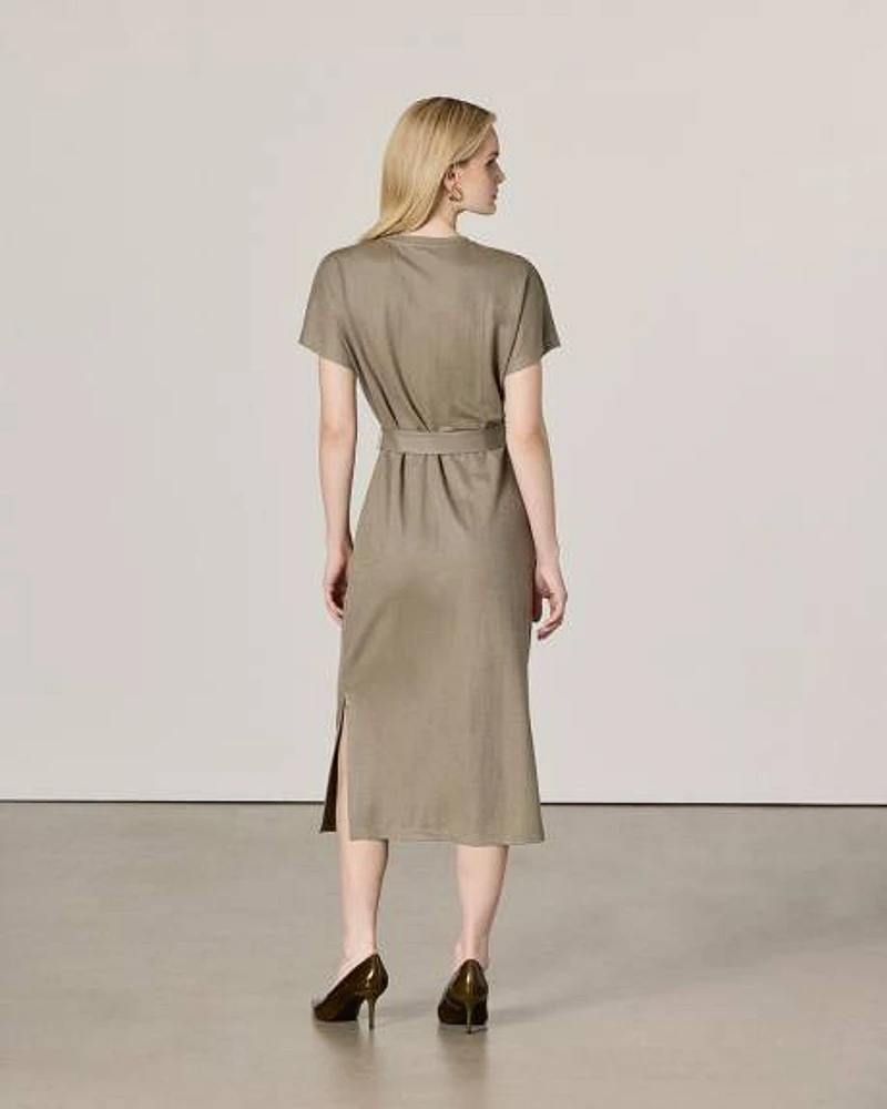 Short-Sleeve Crew-Neck Shift Dress