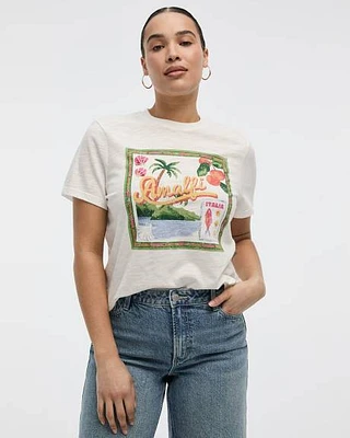 T-shirt imprimé graphique à manches très courtes et col rond