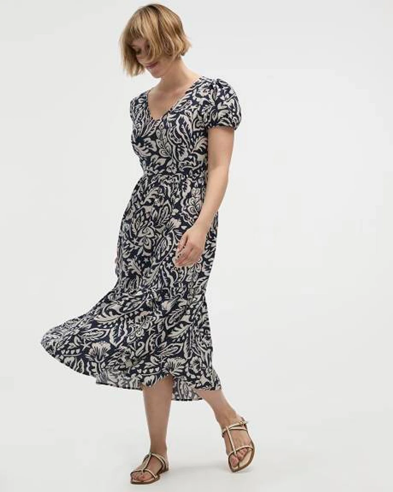 Short-Sleeve V-Neck Dress